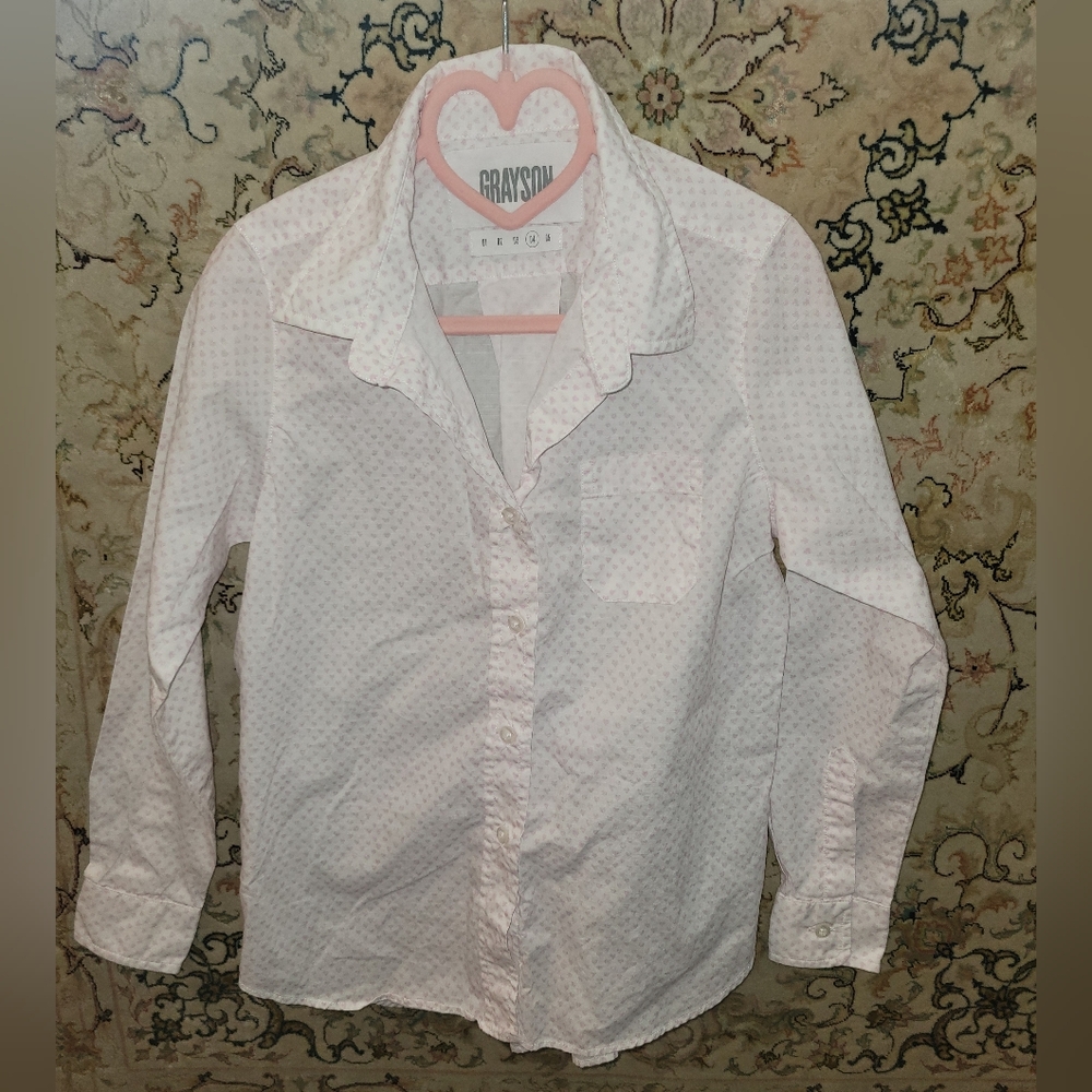Grayson The Hero Button White Shirt With Pink Heart